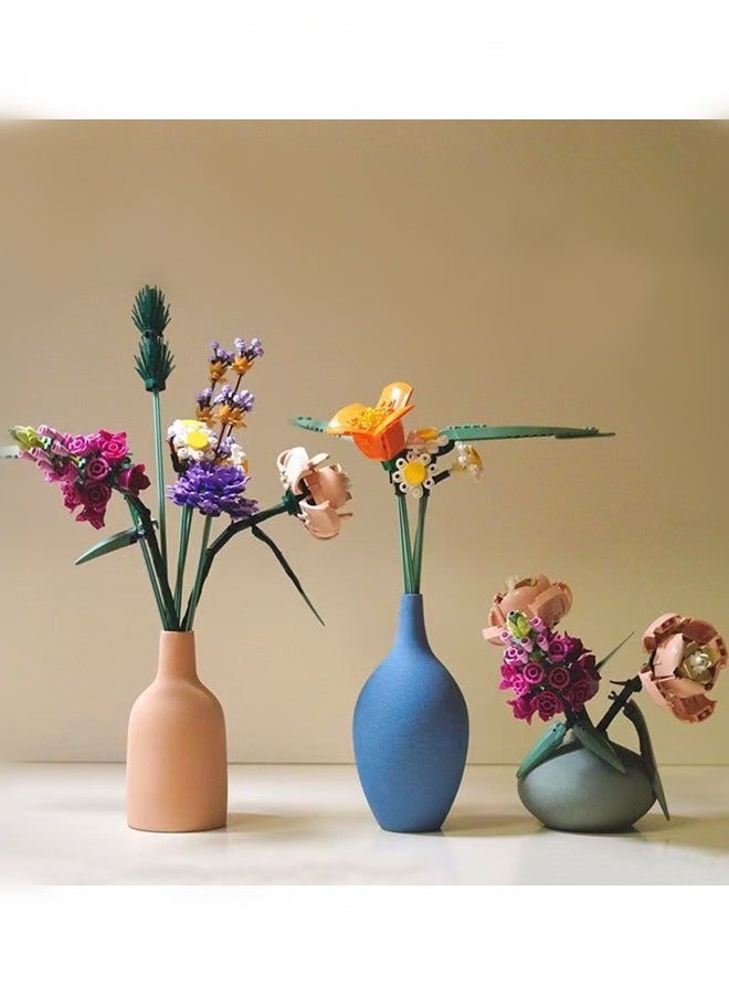 Flower Bouquet Building Decoration Set - Artificial Flowers with Roses, Decorative Home Accessories, Gift,Building Toys,756 Pieces - Image 3